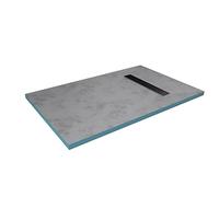 MARWELL Elemento de ducha de 90 x 140 x 4 cm directamente embaldosable con canalón integrado en negro y desagüe horizontal, se puede instalar sin barreras, pendiente integrada