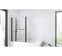 MARWELL Mampara de ducha CITY 125 x140 cm - abatible en 3 partes - montable en ambos lados - Vidrio de seguridad monocapa de 4 mm de espesor - diseño negro mate, Matt negro