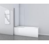 Marwell Mampara plegable Silver Glow de 80 x 140 cm con una sola hoja de cristal de seguridad de 6 mm con perfil de aluminio