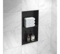 MARWELL Nicho de Pared como Negro, 62 x 32 cm, Estante de Pared de Acero Inoxidable, Color Negro