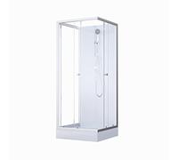 MARWELL White Dream - Ducha completa (80 x 80 x 200 cm, incluye plato de ducha y grifo, montaje reversible, sistema de perfil de aluminio de alta calidad)