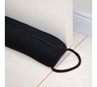 Marwood Burlete para Bajos de Puertas y Ventanas, 96,5 cm, extraíble y Lavable, con Peso, francés, Bloqueador de Corrientes y Ruidos, Triangular, con Asas para Colgar, Negro