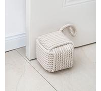 Marwood Rope Knot Door Stops Decorative Nautical Door Stopper Handmade with Handle, Weighted Interior Square Doorstop Sailor Knot for Door and Window - Beige (5"x5", 4.4lbs)