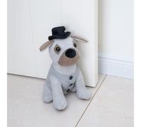 Marwood Tope de puerta decorativo para el hogar y la oficina, perro vestido de caballero, tope de puerta interior con peso, tela de animal de peluche, tope de puerta decorativo para el suelo
