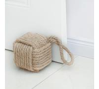 Marwood Topes de puerta decorativos náuticos con mango hechos a mano, tope interior con peso de yute, nudo marinero para puerta y ventana, cuadrado (12 x 12 cm, 2 kg)