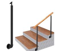 MARXAN Balaustres Columnas Postes de Hierro Forjado en Forma de L de Montaje Lateral Barandilla de Escalera con Soportes de Ángulo Ajustables de 0°-270° y Accesorios de Pared - Negro(95cm(37.4in))