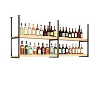 MarxaN Estante Industrial para vinos Estante Colgante de Hierro y Madera Maciza: gabinete Superior/Soporte para Copas/Soporte para Plantas para Bar, Cocina, Montaje en Techo