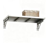 MARXAN Estante Plegable montado en la Pared con Soportes - Mesa Lateral abatible de Acero Inoxidable para Cocina, Sala de Estar, Escritorio Plegable Que Ahorra Espacio(L40xW25cm/L16xW10in)