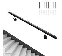 MARXAN Kit Completo de barandilla para escaleras, para Interior y Exterior, con Soportes de Hierro Forjado y Tornillos metálicos, Soporte de balaustrada de Pared Negro.(60cm)