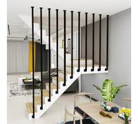 MARXAN Pasamanos de Escalera de Hierro Forjado, Poste de Cerca Negro para Villas, pasillos, áticos, decoración, barandillas Antideslizantes, barandillas de transición en Forma de L.(130cm)