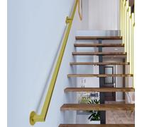 MARXAN Pasamanos de Escalera Modernos - 1 2 3 4 5 6 Metros Pasamanos para escaleras, Pasamanos de escaleras Pasamanos para escaleras Interiores y Exteriores Montado en la Pared, Dorado(510cm)