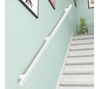 MARXAN Pasamanos Moderno De Hierro Forjado, 1m 1,5m 2m 2,5m 3m Pasamanos De Escalera para Interiores Y Exteriores, Pasamanos Blancos Barra De Soporte Montada En La Pared con Soportes(80cm)