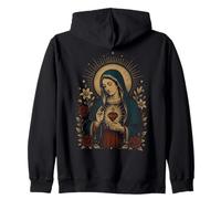Mary Catholic Faith Vintage Floral Oración Sudadera con Capucha