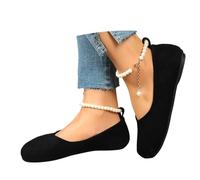 Mary Jane - Bailarinas ortopédicas de ante para mujer, cómodas, con puntera redonda, ancha, puntera cerrada, zapatos planos para el tiempo libre, Negro , 40 EU