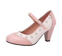 Mary Jane Bride Tobillo Mujer Zapatos Calado Elegant Sandalias Cuñas Mujer Alpadrillesen Mary Jane Two Tone Classic Y Retro Oxford Wingtip 1920s Escarpas Vintage 1950, rosa, 40 EU