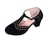 Mary Jane Clásicos Y Retros Años 1920 Tacones De Tacón De Estilo Gatsby Patrón Oxford Pin-Up Punta Redonda Cerrado Novia De Tobillo Años 1940 Zapatos De Ciudad, negro, 40 EU