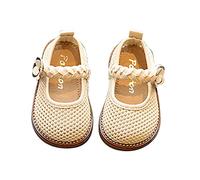Mary Jane Flats Zapatos de ballet de princesa para niñas pequeñas, zapatos de fiesta de cumpleaños, zapatos planos de noche para niñas, zapatos Oxford escolares Mary Jane, beige, 16 EU