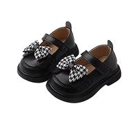 Mary Jane - Mocasines para niña con lazo, suela de goma plana, zapatos individuales, princesas, zapatos escolares, zapatos de cuero, para interiores y exteriores, Negro , 18 EU