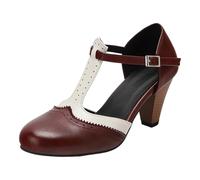 Mary Jane Mujeres Bride T Cuero PU Dos Tonos Brogue Bombas Punta Redonda Tacón Bloque Mediados Alto Vestido Vintage Zapatos Retro Elegantes Mary Jane Two Tone Classic Y Retro Oxford Wingtip 1920s
