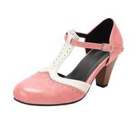 Mary Jane Mujeres Bride T Cuero PU Dos Tonos Brogue Bombas Punta Redonda Tacón Bloque Mediados Alto Vestido Vintage Zapatos Retro Elegantes Mary Jane Two Tone Classic Y Retro Oxford Wingtip 1920s