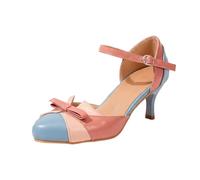 Mary Jane - Plataforma para mujer, tacón pequeño, estilo vintage, punta redonda, baja y tacón de bloque Gatsby Victorian 1920 con tobillera, azul, 38 EU