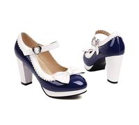 Mary Jane Pumps Oktoberfest Elegantes zapatos de tirolesa para mujer, estilo retro, informal, con lazo, tacones altos, ropa de Lolita, cómodos, tacones altos, rockabilly, lacado, zapatos de mujer