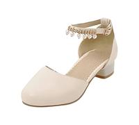 Mary Jane Pumps Rosado Sandalias de Tacón Bloque Niñas Elegante Escenario Sandalias Tapizado Niños Zapatos Antideslizantes Natación Sencillo Sandalias Princesas Sandalias Ultraligeras Sandalias de