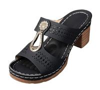 Mary Jane - Sandalias de verano para mujer con tacón grueso y plataforma, sandalias abiertas de tacón bajo cuadrado, zapatos abiertos en la parte posterior antideslizantes, zapatillas de verano