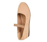 Mary Jane Zapatos de baile para mujer, de un solo color, ortopédicos, elegantes, con puntera redonda, anchos, cerrados, planos con correa, caqui, 36 EU