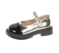 Mary Jane - Zapatos de baile para niñas, con puntera cerrada, lindas sandalias de vestir para niños, sandalias casuales para caminar, plateado A, 13 UK Child
