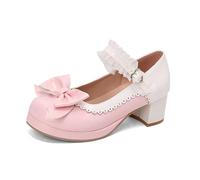 Mary Jane - Zapatos de cuña para mujer, con lazo, para tiempo libre, viajes, playa, románticos, cómodos, tacones medios, elegantes, moda festiva verano primavera, rojo, 36 EU