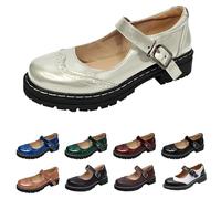 Mary Jane Zapatos de mujer cómodos con plataforma gruesa para mujer, zapatos planos con hebilla, mocasines, punta redonda, zapatos de cosplay, uniformes, japoneses, lindos, zapatos de princesa de