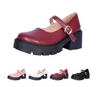 mary jane - Zapatos de piel para mujer, mocasines de piel con tacón, tacón de bloque, suela de perfil, zapatos de tacón, zapatos elegantes individuales, cómodos, Vino A01, 43 EU