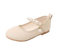 Mary Jane - Zapatos de princesa para niñas, zapatos de ballet brillantes, zapatos escolares con hebilla ajustable, zapatos individuales antideslizantes para fiestas, beige, 34 EU