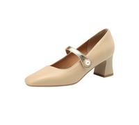 Mary Jane - Zapatos de tacón bajo para mujer, zapatos de tacón bajo, zapatos de tacón alto y cómodos para bodas, bailes bajos, caqui, 40 EU
