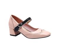 Mary Jane - Zapatos de tacón para mujer de los años 20 clásicos y retro de los años 20, con estampado Oxford de los años 50, estilo vintage, punta cerrada, correa de tobillo, 67 rosa, 40 EU