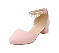 Mary Jane - Zapatos de vestir para niña, tacones bajos, sandalias de baile para la escuela secundaria, zapatos de vestir, zapatos de bebé, zapatos para aprender a andar, Rosa., 31 EU