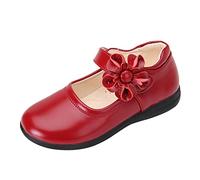 Mary Jane - Zapatos escolares para niñas, suela suave, antideslizante, con , planos, para bodas, fiestas, princesas, Red, 34 EU