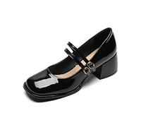 Mary Jane Zapatos Mujer Grueso con una Palabra con El Viento Colegio en un Zapatos de Tacón Alto Retro Cabeza Cuadrada Zapatos Sencillos