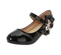 Mary Jane Zapatos Niñas Princesa Zapatos con Tacón Escolares Elegantes Princesas Zapatos Niños Zapatos de tacón Festivo Zapatos de Boda/Bailarinas/Zapatos de Cuero, Negro , 38