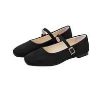 Mary Jane Zapatos planos para mujer, bailarinas elegantes, con punta cuadrada, zapatos informales, cómodos, transpirables, suaves, ligeros, para vestidos y tiempo libre, Negro , 42 EU