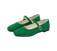 Mary Jane Zapatos planos para mujer, bailarinas elegantes, con punta cuadrada, zapatos informales, cómodos, transpirables, suaves, ligeros, para vestidos y tiempo libre, verde, 41 EU