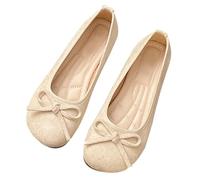 Mary Jane - Zapatos planos para mujer, elegantes, cómodos, antideslizantes, ligeros, transpirables, beige, 41 EU