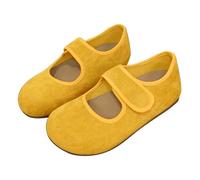 Mary Janes - Zapatos planos minimalistas de ante vintage para mujer, con correa de ancha, ligeros, lindos, para la escuela, caminatas diarias, compras, Amarillo, 36.5 EU
