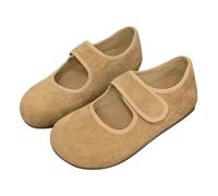 Mary Janes - Zapatos planos minimalistas de ante vintage para mujer, con correa de ancha, ligeros, lindos, para la escuela, caminatas diarias, compras, Khaki, 38.5 EU