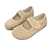 Mary Janes - Zapatos planos minimalistas de ante vintage para mujer, con correa de ancha, ligeros, lindos, para la escuela, caminatas diarias, compras, beige, 37.5 EU