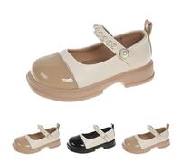Mary Janne - Zapatos de vestir para niñas con correa de tobillo y puntera redonda, Khaki, 11 UK Child 3X-Narrow