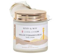 Mary&May Crema Corporal de Manteca de Karité y Salvado de Arroz (Edición Seúl) - Hidratante Corporal Vegano Coreano para Piel Seca y Sensible con Ceramida - Manteca Corporal sin Fragancia, 250 ml