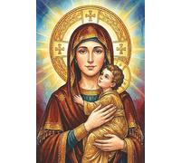 Mary, Mother of God Modern Icon Journal | Theotokos Byzantine Inspired Christian Notebook: 6 x 9 | 120 College Ruled Pages | Catholic Prayer Adoration ... Women, Teens Boys & Girls | Glossy Softcover