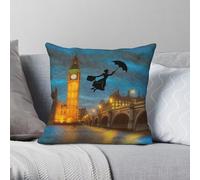 Mary Poppins Over London - Funda de almohada cuadrada de poliéster y lino, terciopelo, con cremallera, decorativa, para coche